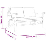 Banc de jardin avec coussins blanc crème bambou