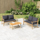 Salon de jardin 2 pcs avec coussins gris foncé bambou