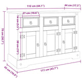 Buffet Corona gris 112x43x78 cm bois massif pin mexicain