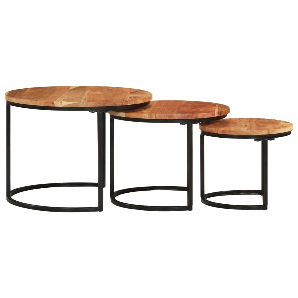 Tables gigognes 3 pcs bois massif d'acacia