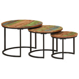 Tables gigognes 3 pcs bois massif de récupération