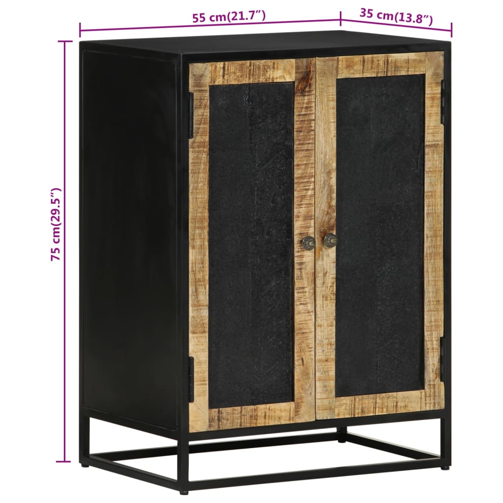 Buffet avec 2 portes 55x35x75 cm bois massif manguier et fer