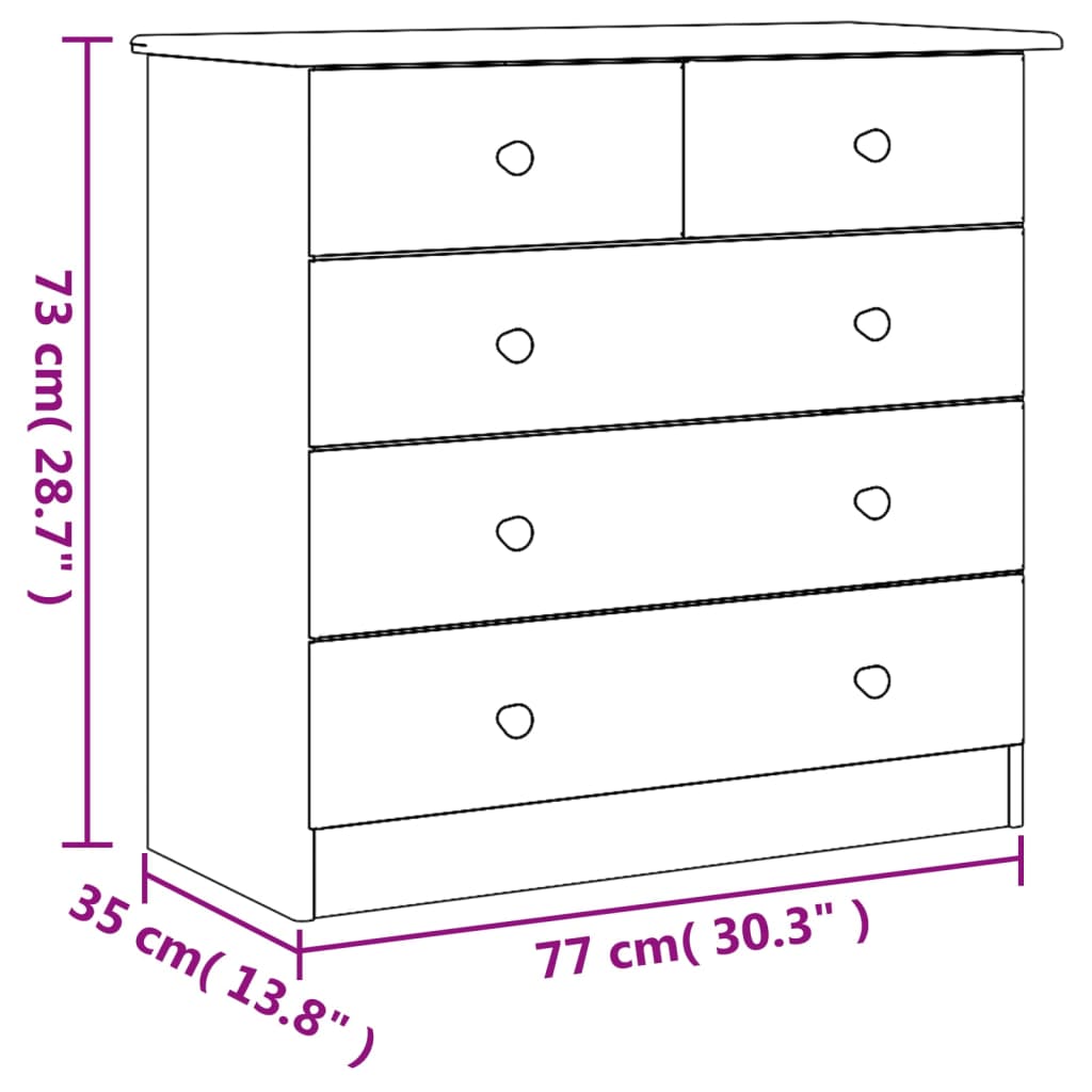 ALTA Kommode 77x35x73 cm massives Kiefernholz