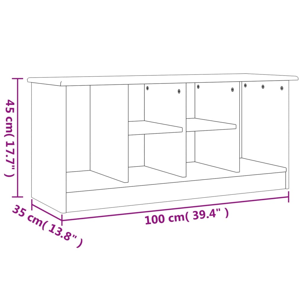 Banc à chaussures ALTA 100x35x45 cm bois massif de pin