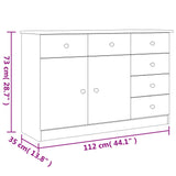 Buffet ALTA blanc 112x35x73 cm bois massif de pin