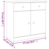 ALTA weißes Sideboard 77x35x73 cm aus massivem Kiefernholz