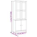 Vitrine en verre ALTA blanc 77x35x186,5 cm bois de pin massif