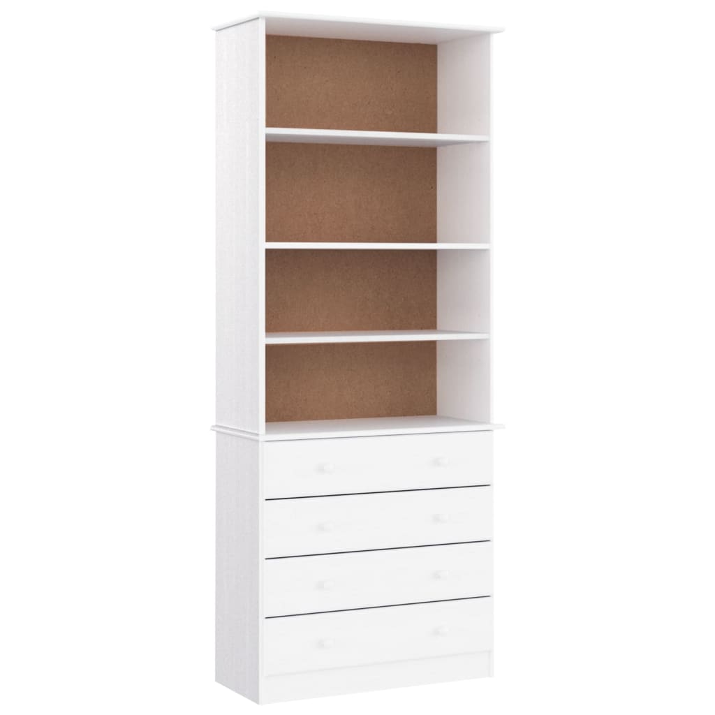 Bibliothèque tiroirs ALTA blanc 77x35x186,5cm bois massif pin