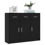 Schwarzes Sideboard 91x28x75 cm aus Holzwerkstoff