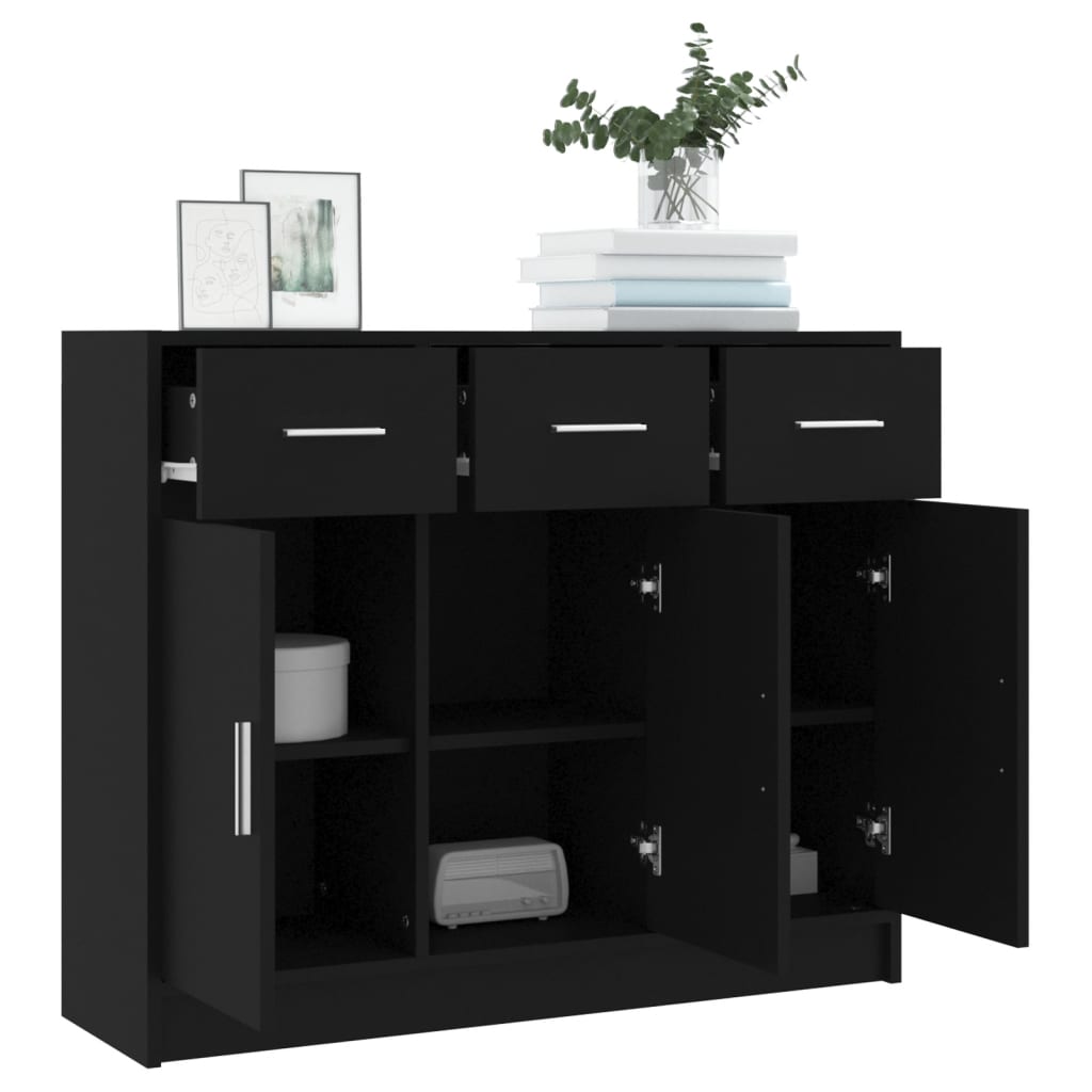 Schwarzes Sideboard 91x28x75 cm aus Holzwerkstoff