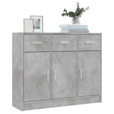 Concrete gray sideboard 91x28x75 cm engineered wood