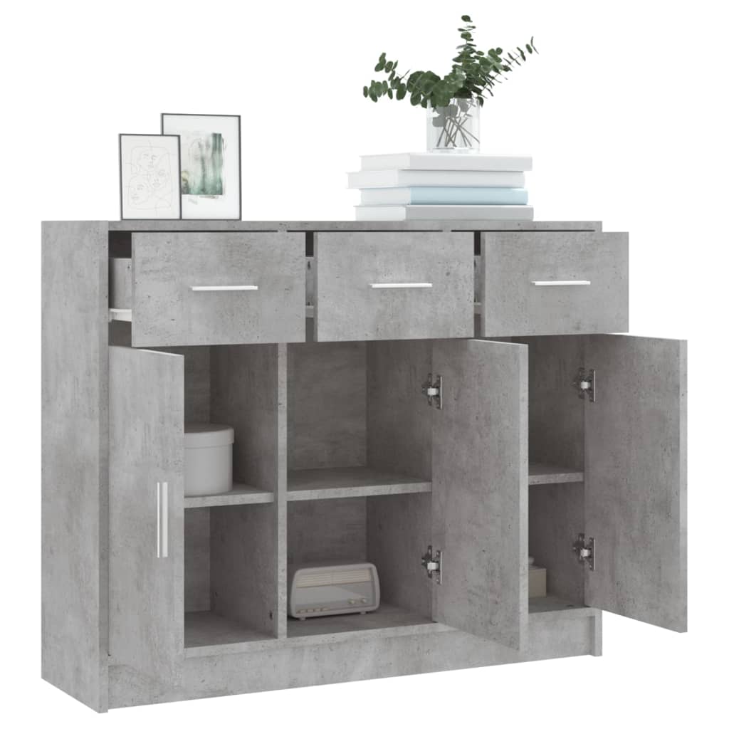 Concrete gray sideboard 91x28x75 cm engineered wood