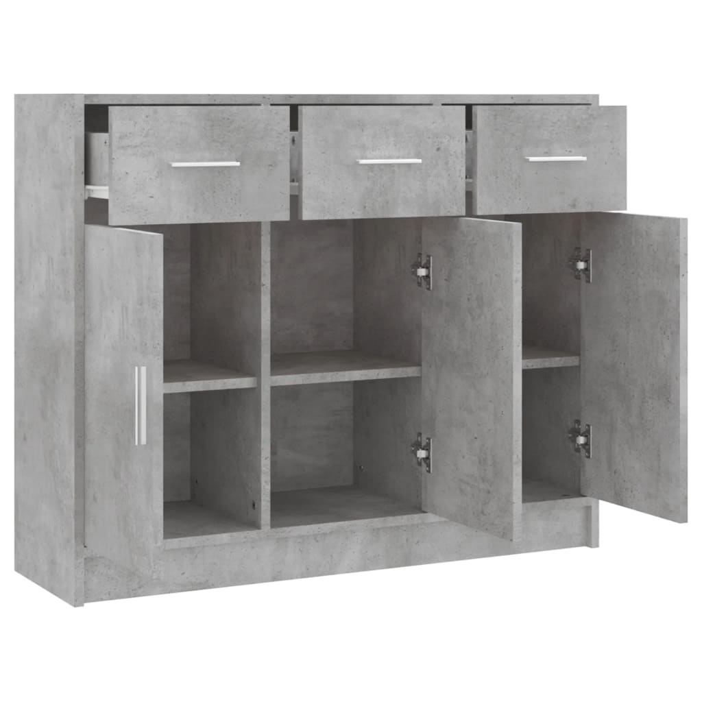 Concrete gray sideboard 91x28x75 cm engineered wood