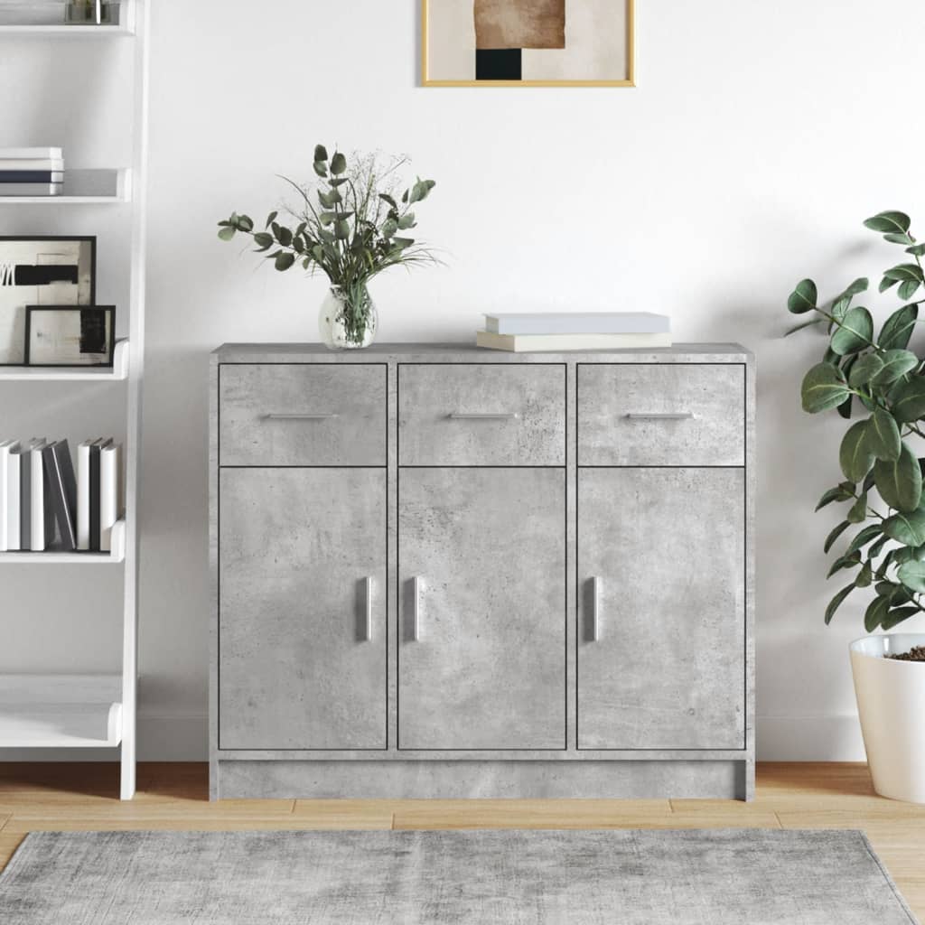 Concrete gray sideboard 91x28x75 cm engineered wood