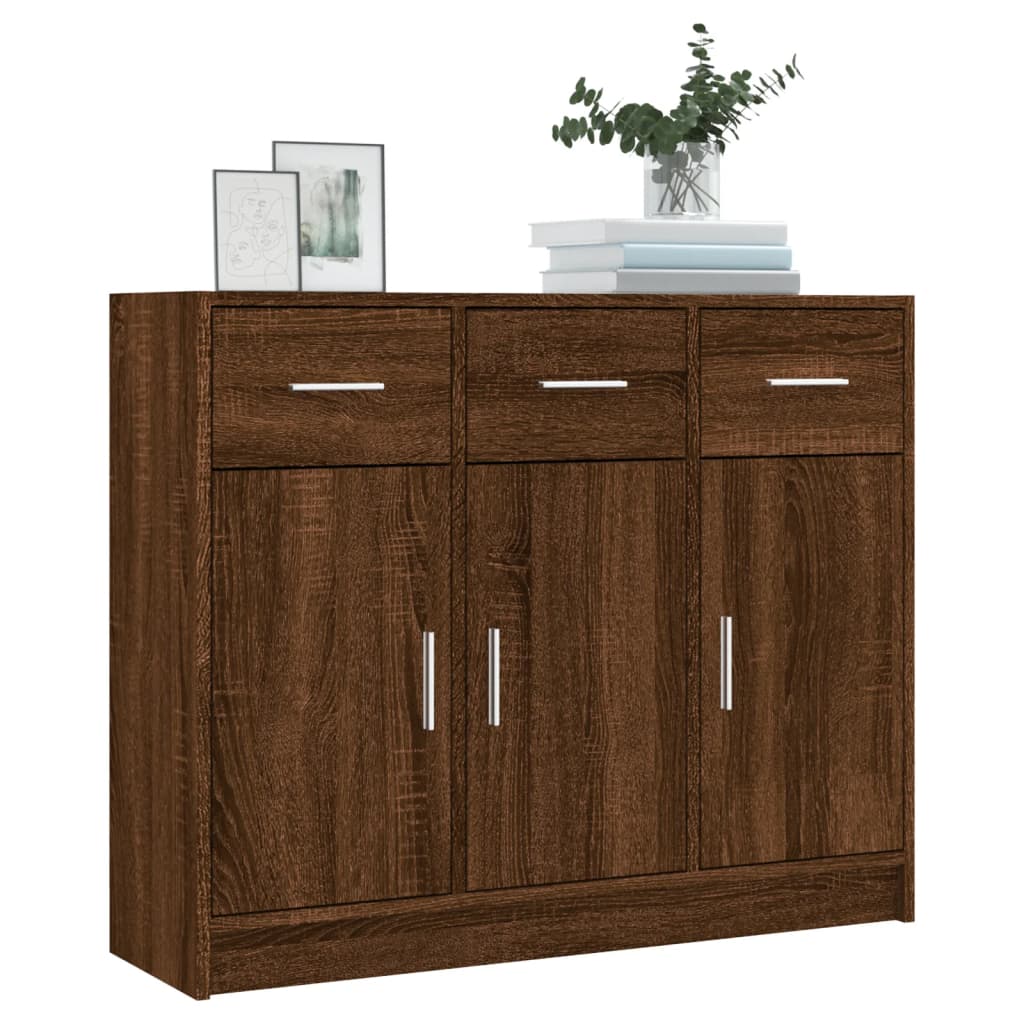 Brown oak sideboard 91x28x75 cm engineered wood