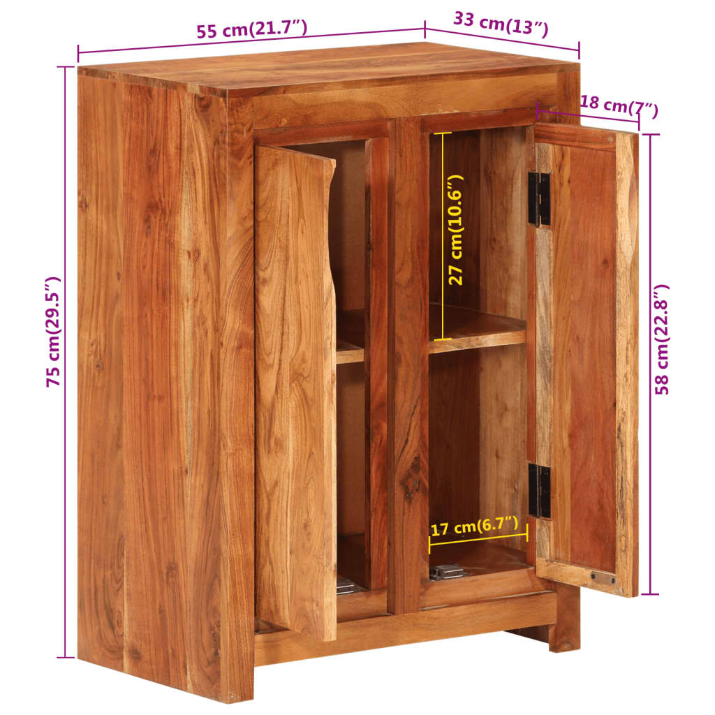 Buffet 55x33x75 cm bois massif d'acacia