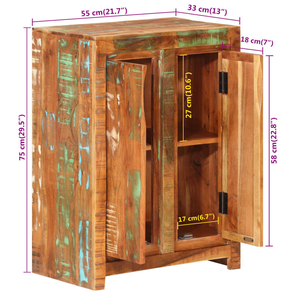 Sideboard 55x33x75 cm solid reclaimed wood