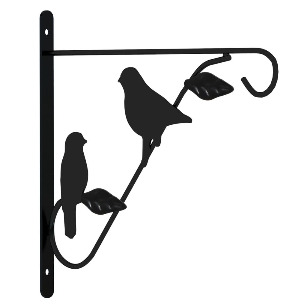 Supports de panier suspendu avec jardinières 4 pcs noir acier