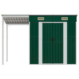 Abri de jardin avec toit prolongé vert 277x110,5x181 cm acier