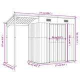 Abri de jardin avec toit prolongé gris clair 277x110,5x181 cm