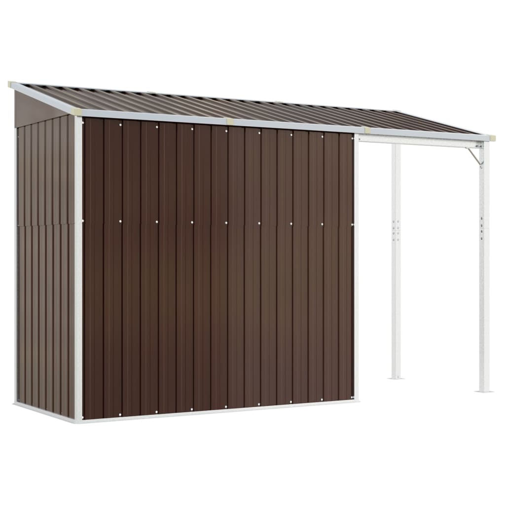 Abri de jardin avec toit prolongé marron 277x110,5x181 cm acier