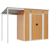 Garden shed with extended roof light brown 277x110.5x181 cm