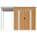 Garden shed with extended roof light brown 277x110.5x181 cm