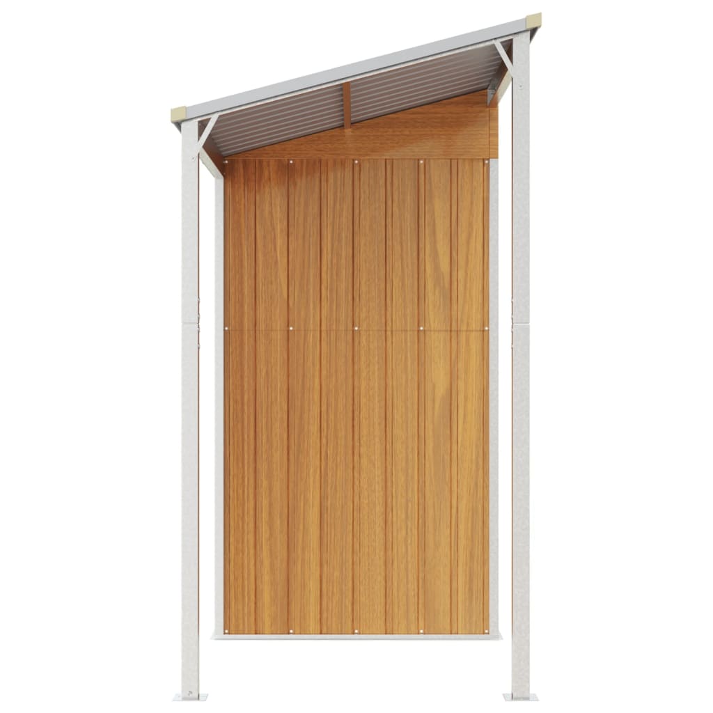 Garden shed with extended roof light brown 277x110.5x181 cm