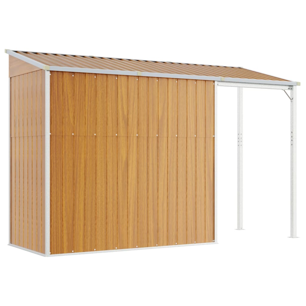 Garden shed with extended roof light brown 277x110.5x181 cm