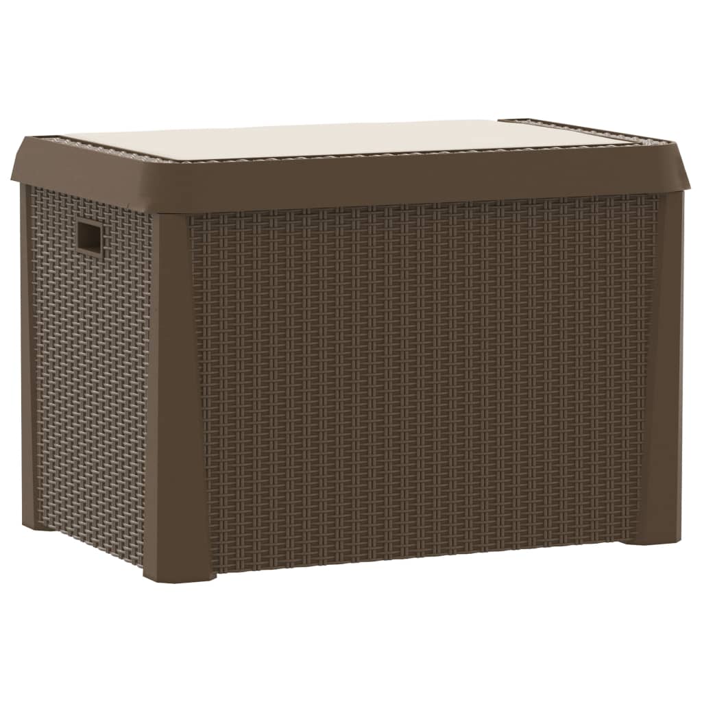 Garden storage box seat cushion brown 125 L PP