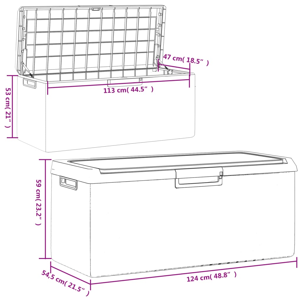 Garten-Aufbewahrungsbox Sitzkissen Anthrazit 350 L PP