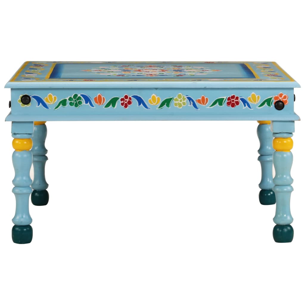 Turquoise coffee table solid mango wood hand painted