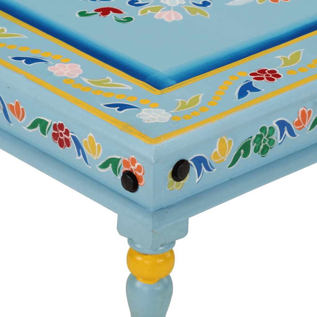 Turquoise coffee table solid mango wood hand painted