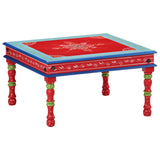 Red coffee table solid mango wood hand painted