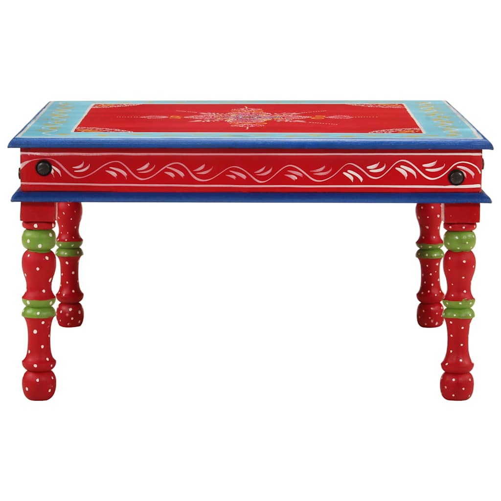 Red coffee table solid mango wood hand painted