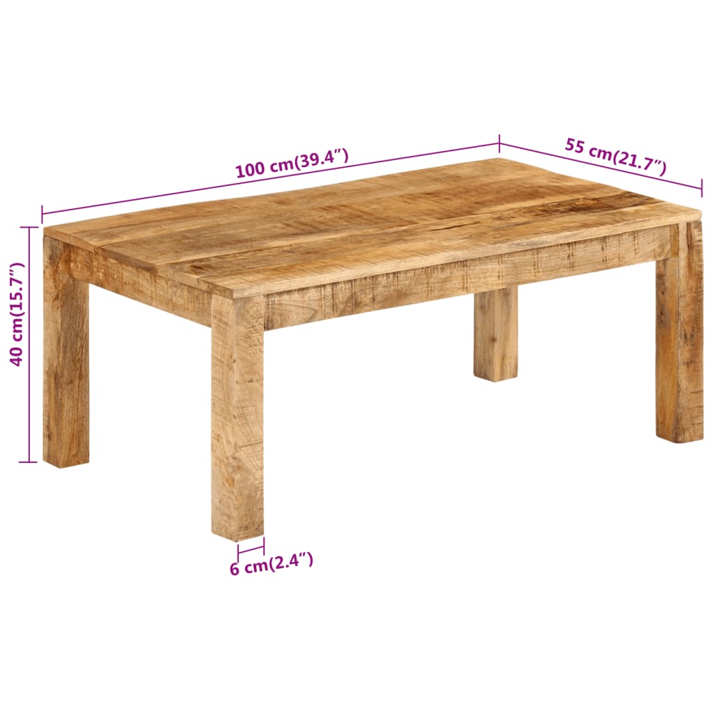 Table basse 100x55x40 cm bois de manguier massif