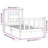 Cadre de lit sans matelas bois massif de pin 100x200 cm