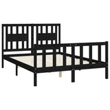 Cadre de lit sans matelas noir bois de pin massif 120x200 cm