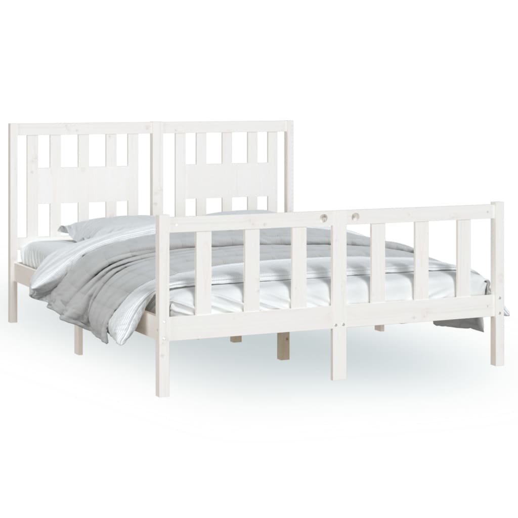 Cadre de lit sans matelas blanc bois de pin massif 140x200 cm