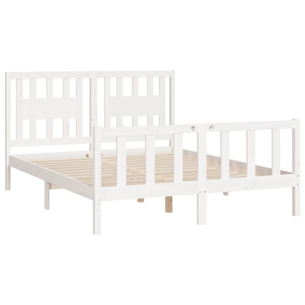 Cadre de lit sans matelas blanc bois de pin massif 140x200 cm