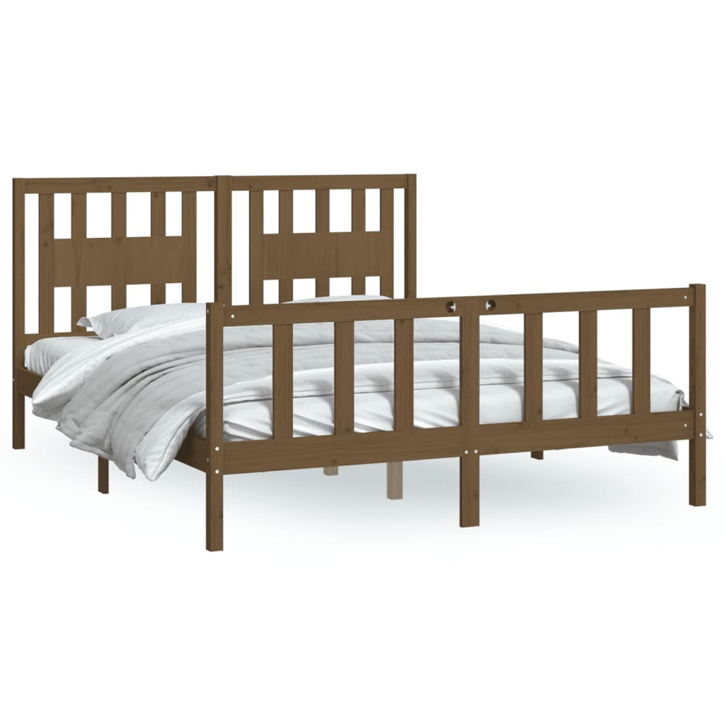 Cadre de lit sans matelas marron bois massif