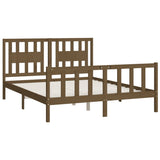 Cadre de lit sans matelas marron bois massif