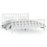 Cadre de lit sans matelas blanc bois de pin massif