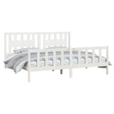 Cadre de lit sans matelas blanc bois de pin massif