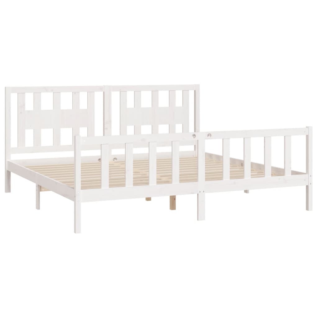 Cadre de lit sans matelas blanc bois de pin massif