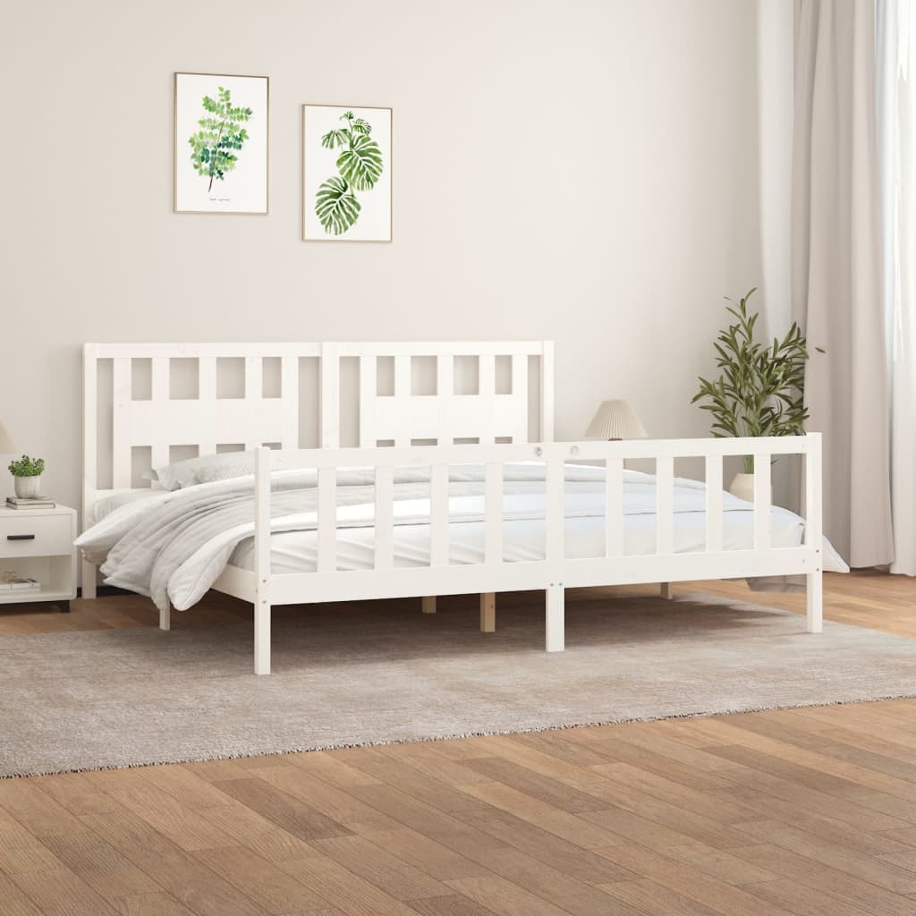 Cadre de lit sans matelas blanc bois de pin massif