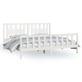 Cadre de lit sans matelas blanc bois massif de pin 200x200 cm