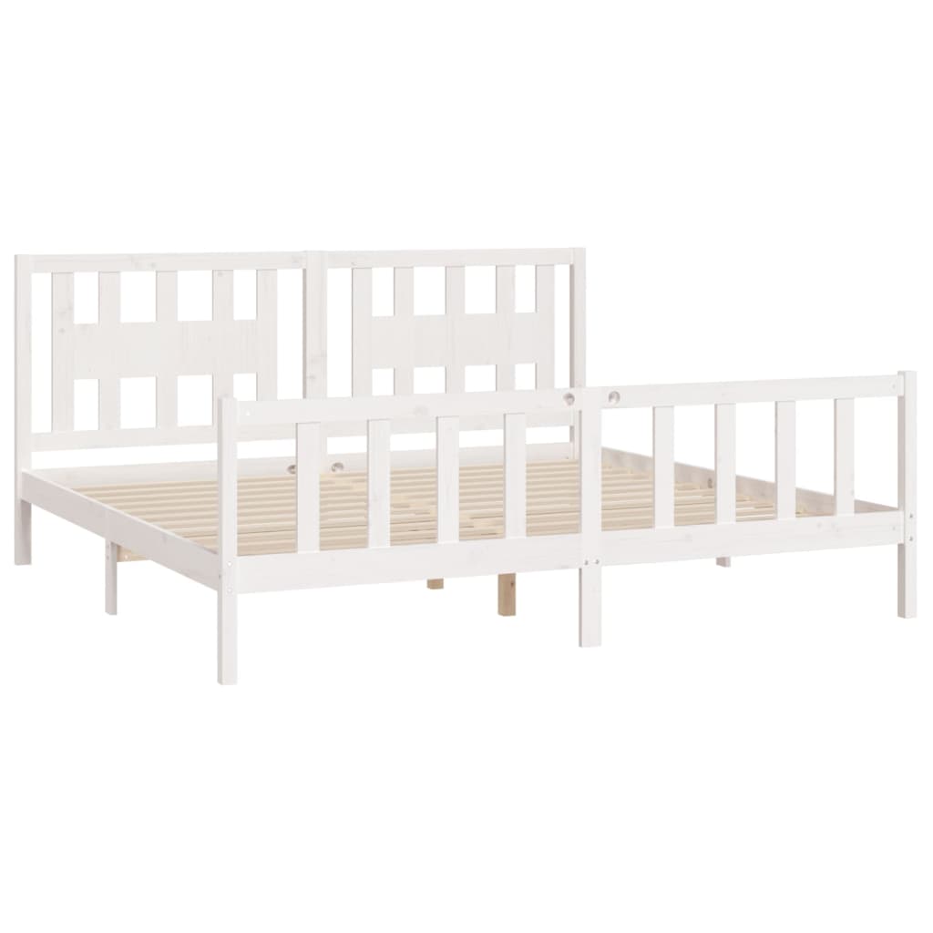 Cadre de lit sans matelas blanc bois massif de pin 200x200 cm