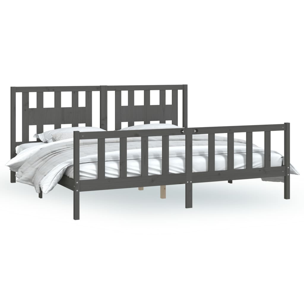 Cadre de lit sans matelas bois massif de pin gris 200x200 cm