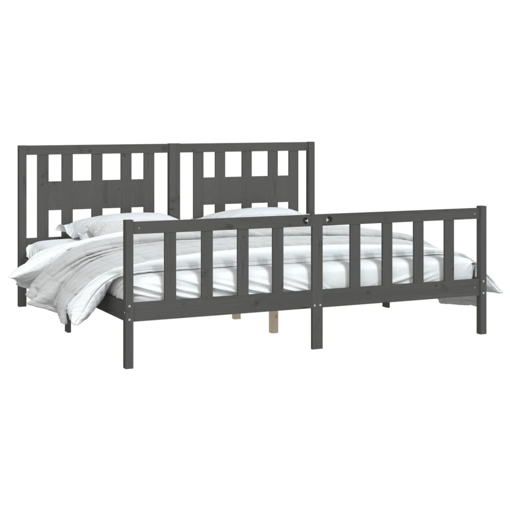 Cadre de lit sans matelas bois massif de pin gris 200x200 cm